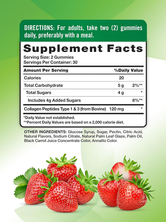 Nature'S Truth Collagen Gummies For Women | 60 Count Type 1 And 3 | Strawberry Flavor | Non-Gmo, Gluten Free Collagen Peptide Supplement