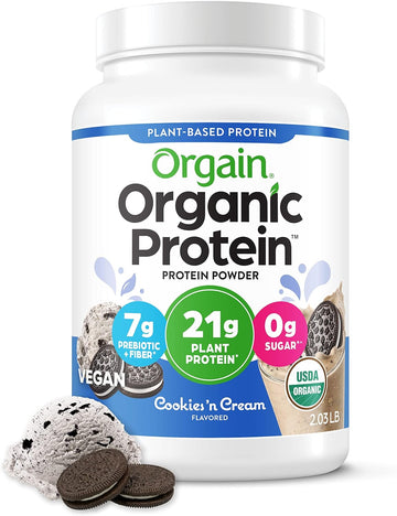 Orgain Organic Vegan Protein Powder, Cookies and Cream - 21g Plant Bas