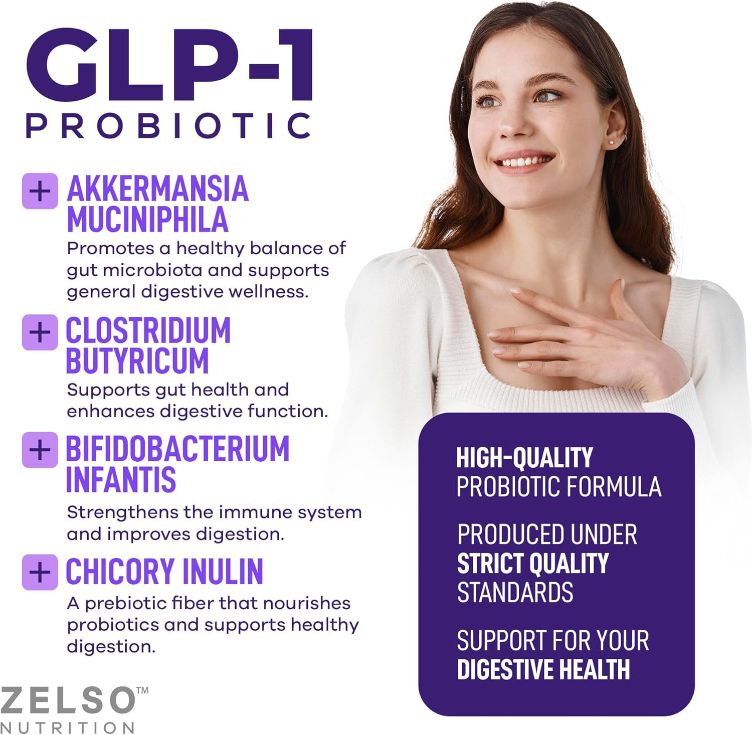 Glp-1 Probiotic With Akkermansia Muciniphila - Curbs App & Promotes Feeling Of Fullness - Gut Health Support With Glp 1 Live Probiotics, 500M Cfu Multi-Strain Probiotic + Prebiotic Glp1 Naturally Plus : Health & Household