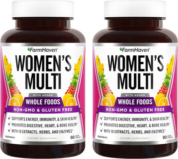 FarmHaven Multivitamin for Women - Whole Food Daily Multi Supplement with B Vitamins, D3, Folate, Enzymes - Boosts Energy, Immune, Heart Health - Non-GMO, Vegetarian - Pack of 2_180 Capsules