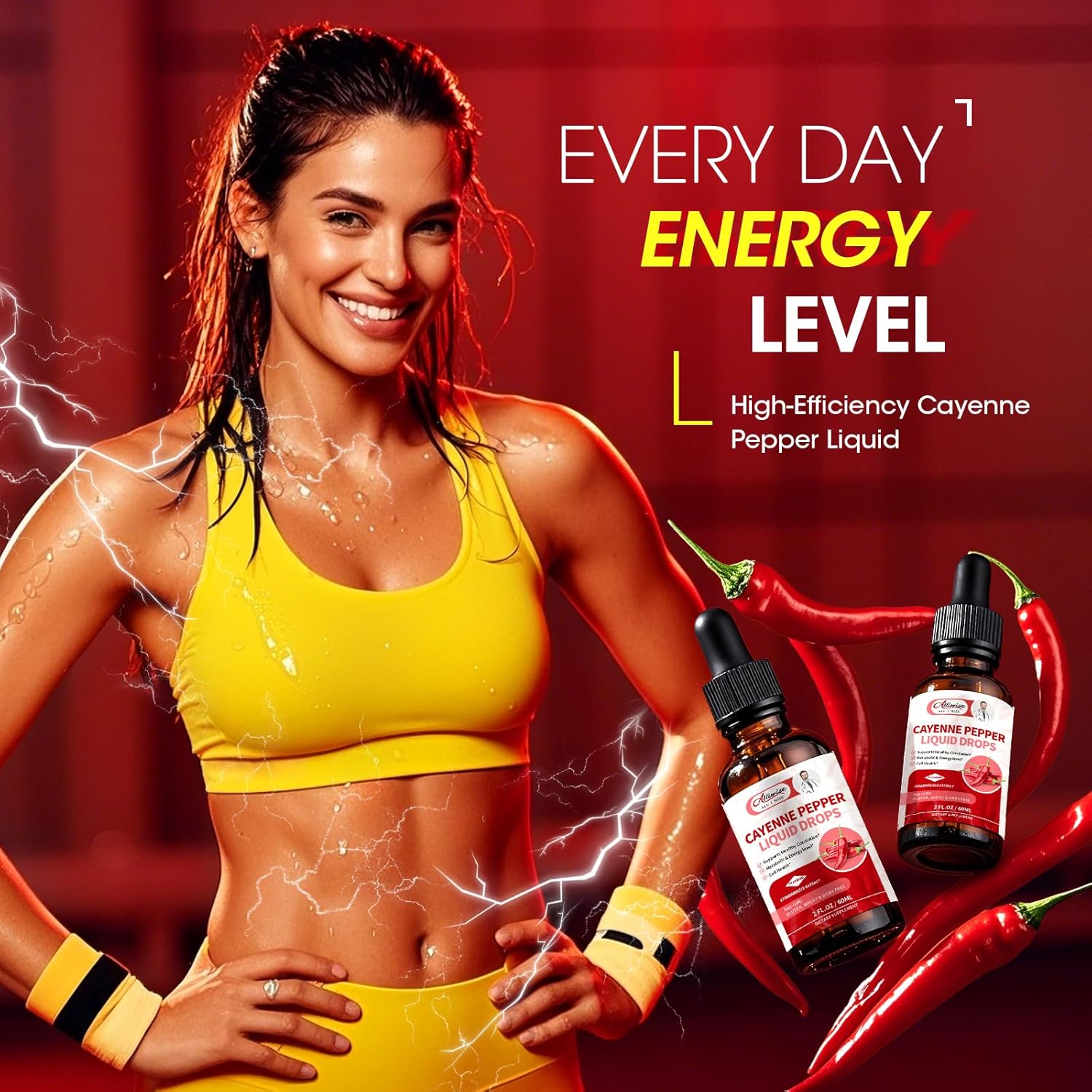 Cayenne Pepper Drops Supplement Liquid,With Hawthorn,Beet,Ginseng,Centella Asiatica,Grape,Turmeric For Energy,Circulation : Health & Household