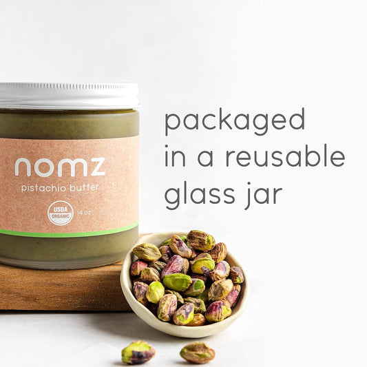 Nomz Pistachio Nut Butter, One-Ingredient, Clean, Organic, Vegan, Paleo, Smooth & Creamy, Nutrient-Rich, 1 Glass Jar, 400G