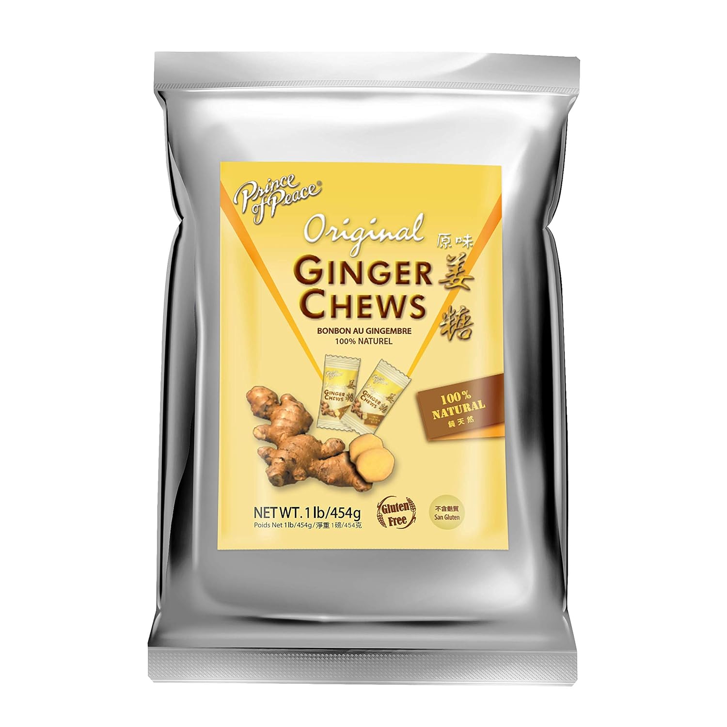 Prince Of Peace Original Ginger Chews, 1 Lb. – Candied Ginger – Candy Pack – Ginger Chews Candy – Natural Candy