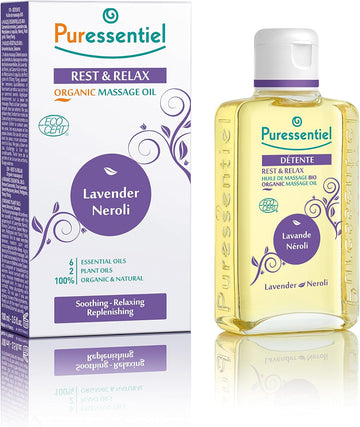 Puressentiel Rest & Relax Organic Massage Oil, 100 Ml - Lavender & Neroli - Relaxing, Soothing - Ease Everyday Tension - Restore Calm & Encourage Peaceful Sleep - 100% Organic