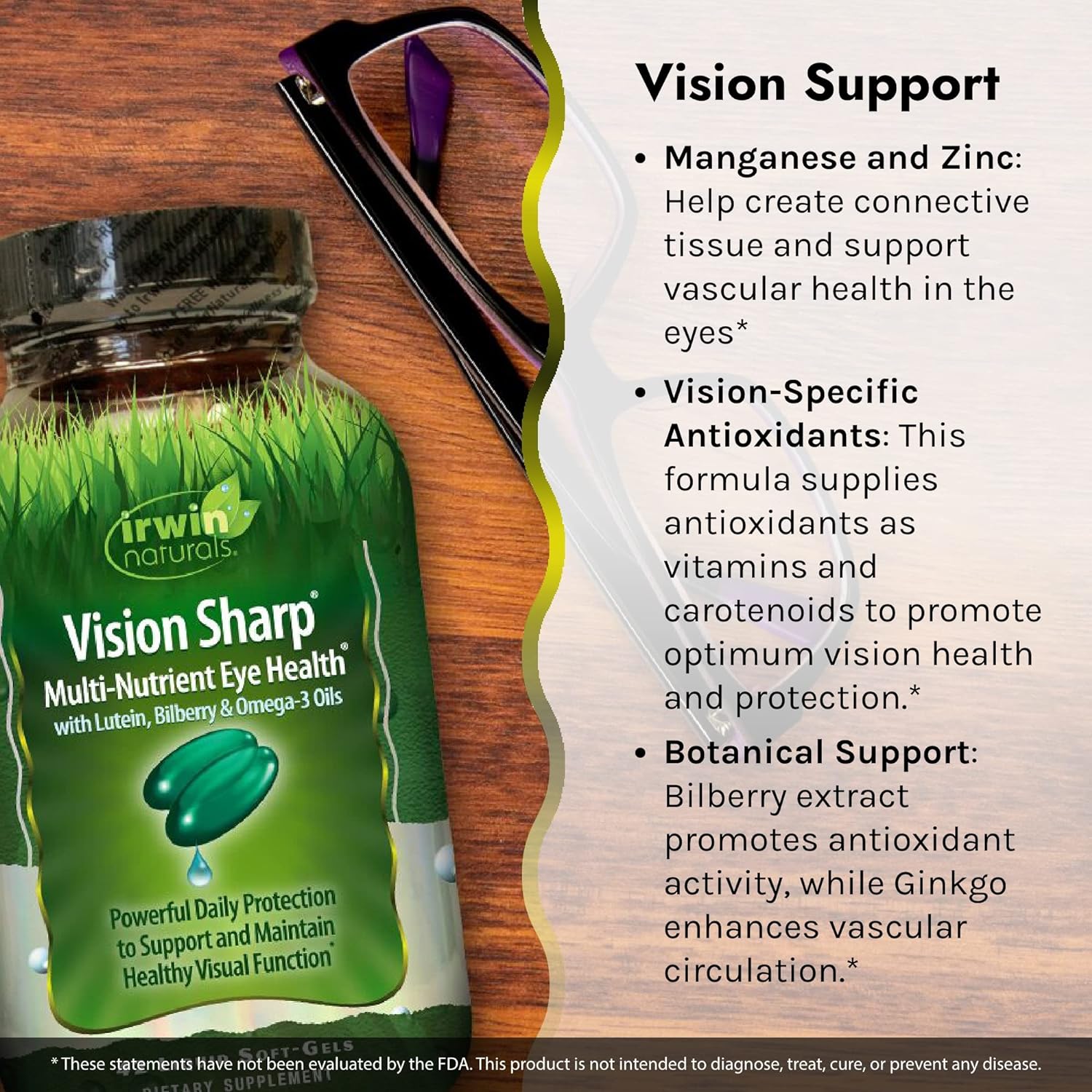 Irwin Naturals Vision Sharp Multi-Nutrient Eye Health Supplement, 42 Liquid Softgels Bundle with a Pill Case : Health & Household