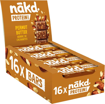 Nakd Peanut Butter Protein Bar - Vegan - Gluten Free - Healthy Snack, 45G (Pack Of 16 Bars)