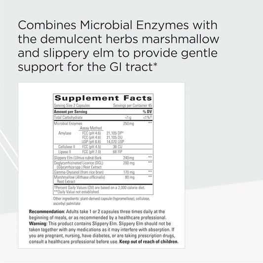 Integrative Therapeutics Similase Sensitive Stomach - Digestive Enzymes With Soothing Herbs* - With Marshmallow, Slippery Elm, & Licorice Root - Dairy Free - 90 Vegetable Capsules