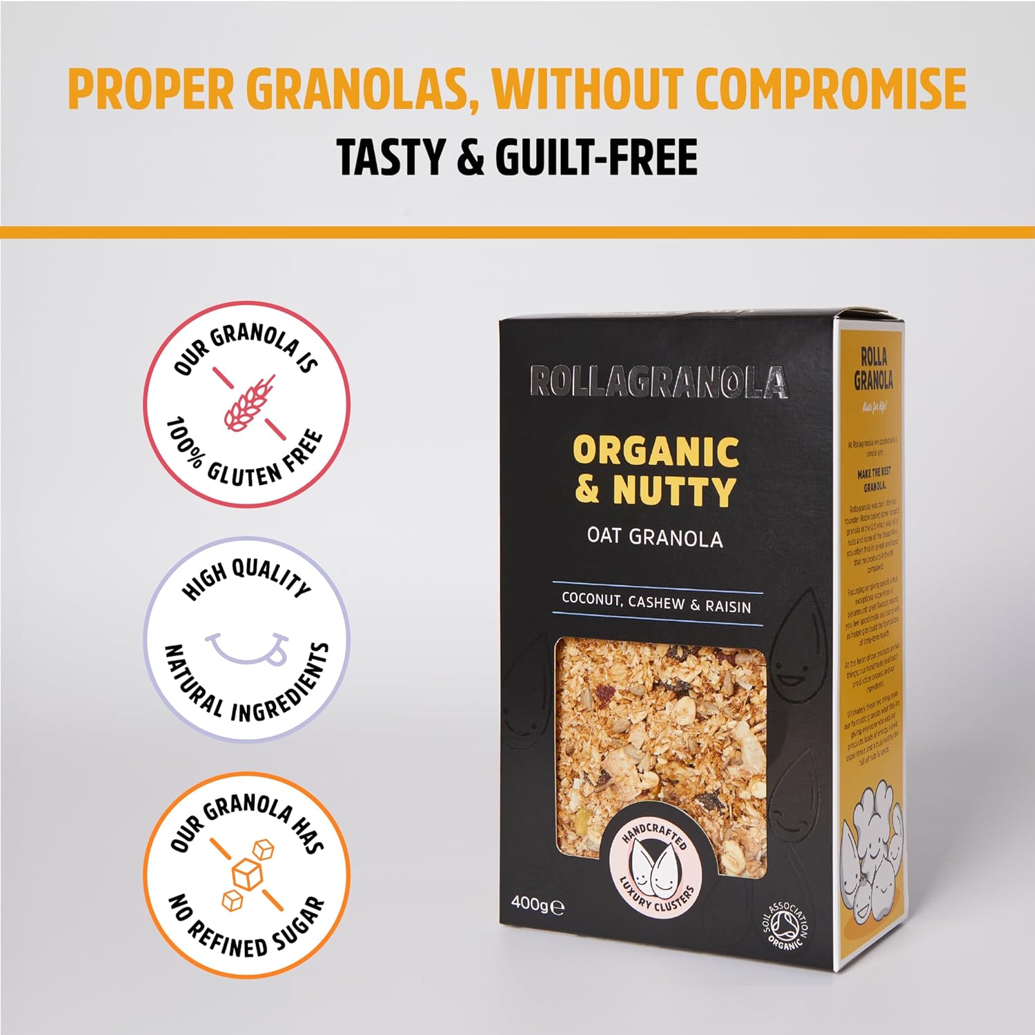 Rollagranola - Cool Raspberry - Fruit Granola, 300g Pack - Fresh Raspberries & Macadamia Nuts. Crunchy Clusters, Vegan, Gluten & Cereal Free With No Added Sugar. Handcrafted In The UK (300g) : Amazon.co.uk: Grocery