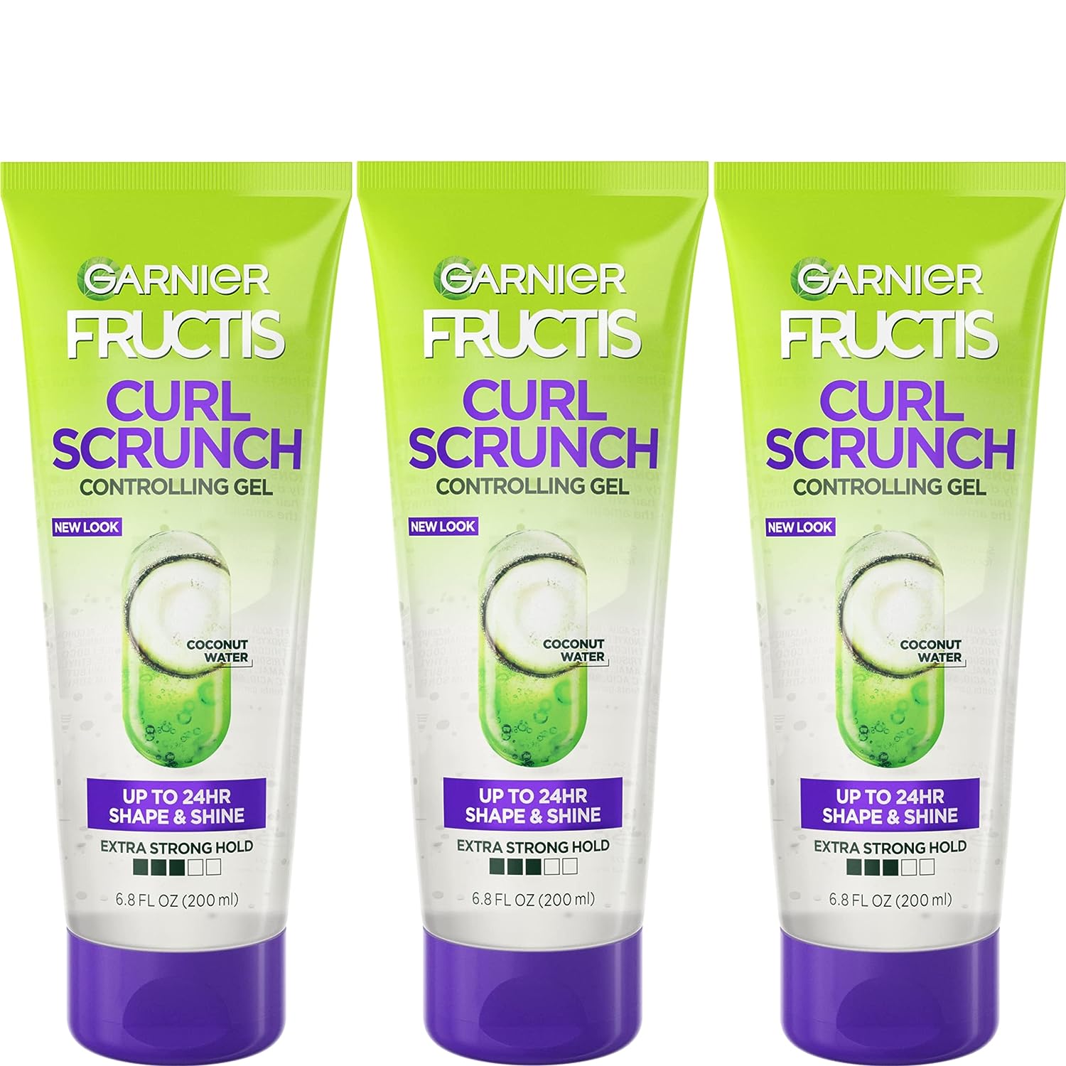 Garnier Fructis Style Curl Scrunch Controlling Gel for Shape & Shine, 6.8 Fl Oz, 3 Count (Packaging May Vary)