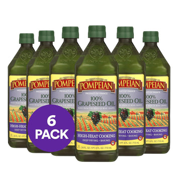 Pompeian 100% Grapeseed Oil, Light And Subtle Flavor, Perfect For High-Heat Cooking, Deep Frying And Baking, 24 Fl. Oz., Pack Of 6