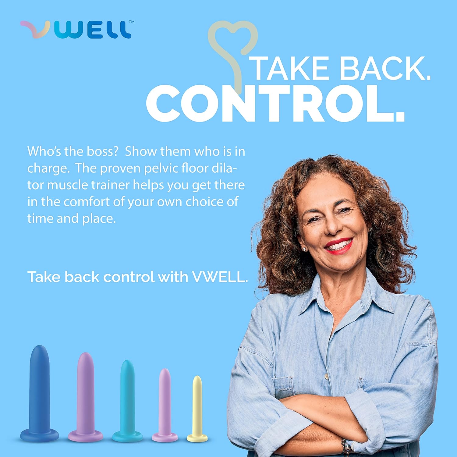 Silicone Pelvic Floor Muscle Dilator Exerciser Trainer Set by VWELL (Complete 5 Kit System) : Health & Household