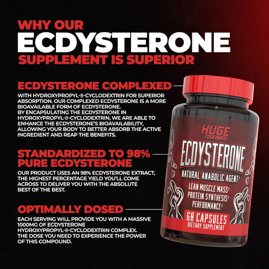 Ecdysterone Supplement, Natural Muscle Builder For Men, 1000Mg Beta Ecdysterone Per Serving, Optimally Dosed, Superior Absorption, 98% Highest Purity Available