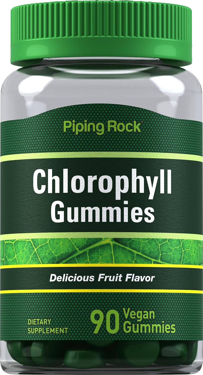 Piping Rock Chlorophyll Gummies | 90 Count | Delicious Fruit Flavor | Complex Vegan Supplement | Non-GMO & Gluten Free