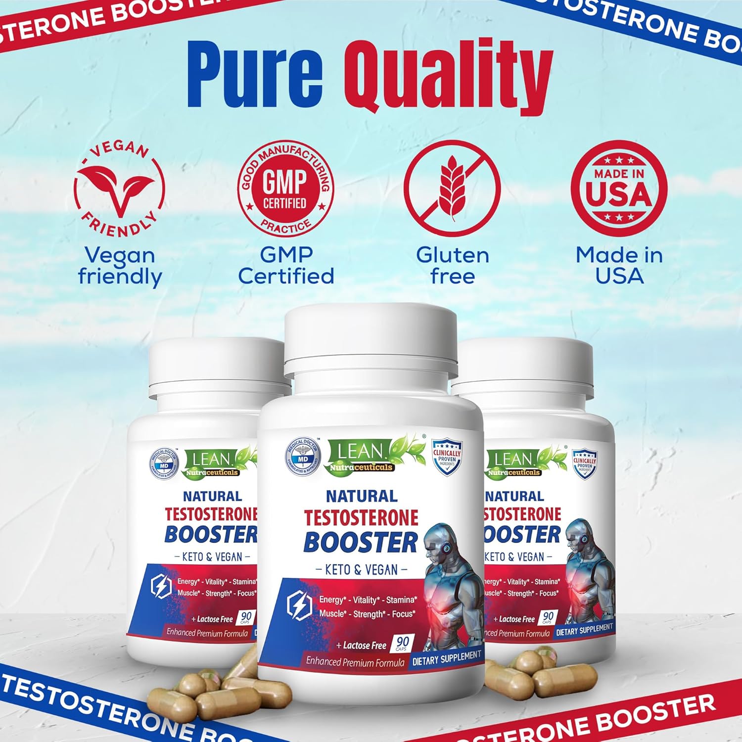 Testosterone Booster For Men - Lactose Free Natural Male Enhancement Supplement With Tongkat Ali, Dhea & Tribulus Terrestris - Keto Friendly And Vegan Pills For Energy, Mood, & Muscle - 90 Capsules : Health & Household