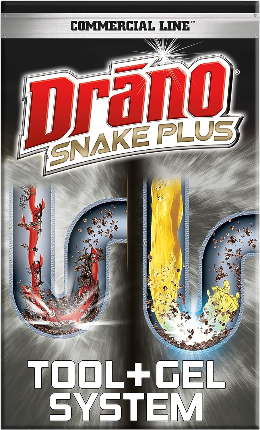 Drano Gel Drain Clog Remover And Cleaner 16Oz And Snake Plus Tool 23 Inches, Unclogs Tough Blockages, Commercial Line