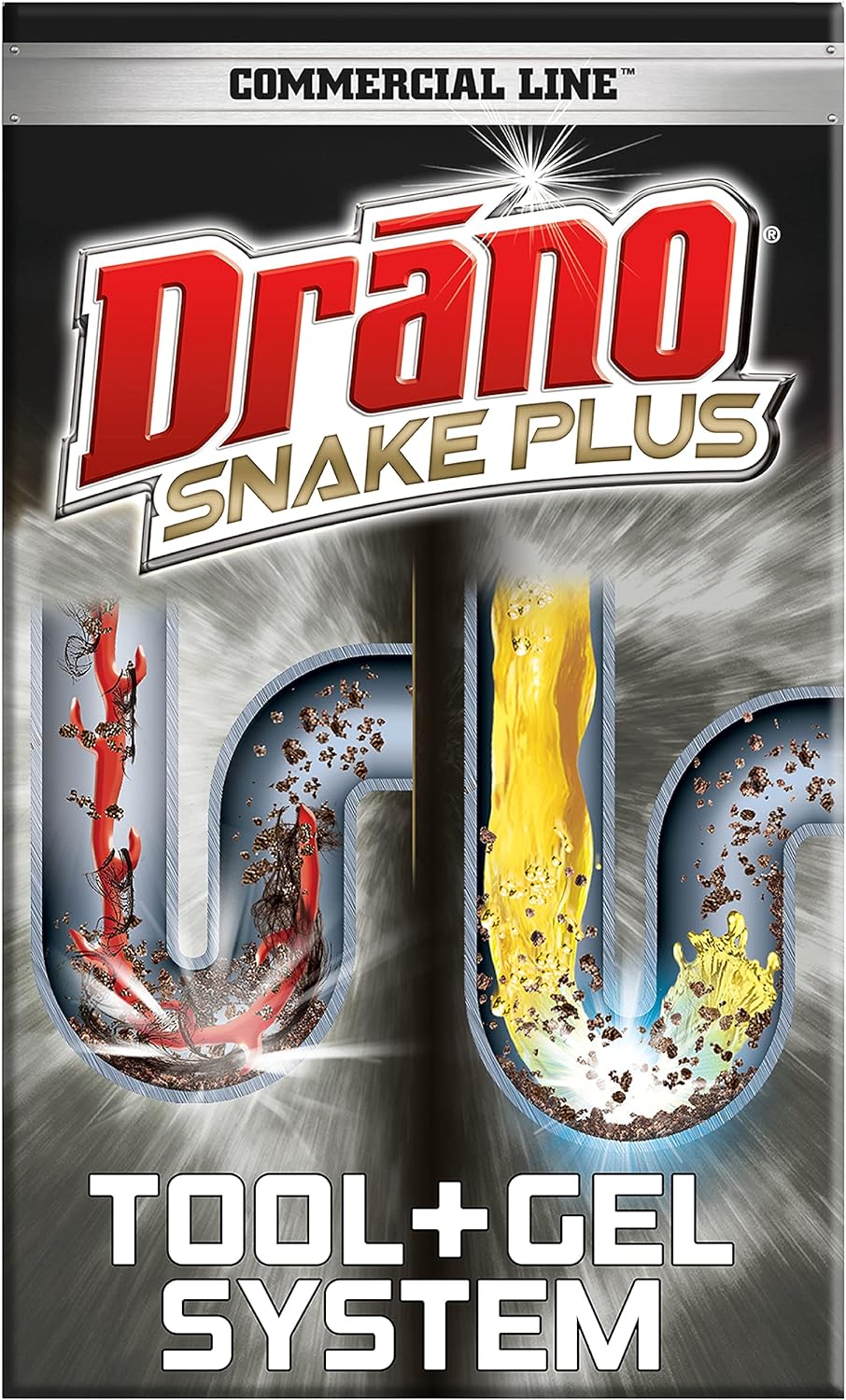 Drano Gel Drain Clog Remover and Cleaner 16oz and Snake Plus Tool 23 inches, Unclogs tough blockages, Commercial Line