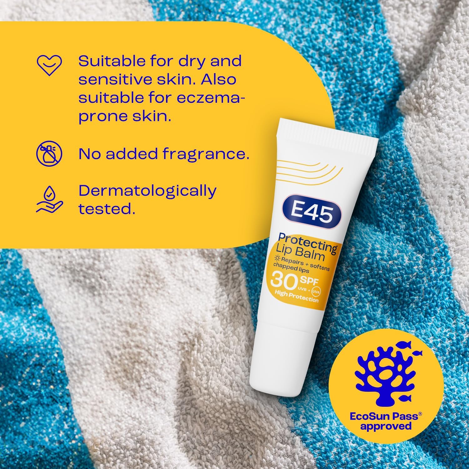 E45 Protecting Lip Balm - nourishing and softening balm for dry and chapped lips - SPF30 for all-year-round high UVA/UVA Protection - 10ml : Amazon.co.uk: Beauty