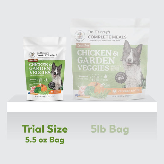 Dr. Harvey'S Chicken & Garden Veggies Dog Food, Human Grade Grain-Free Dehydrated Food For Dogs With Freeze-Dried Chicken, Trial Size (5.5 Oz)