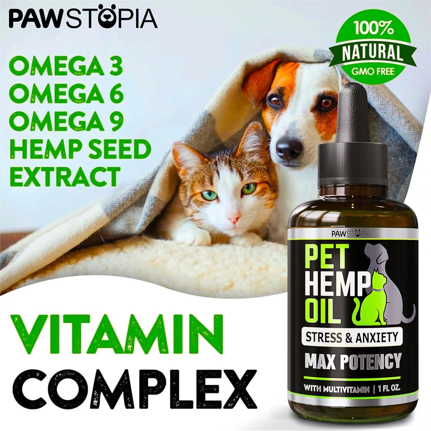 (2 Pack) Hemp Oil for Dogs and Cats - Helps Pets with Anxiety, Pain, Stress, Sleep, Arthritis, Seizures Relief - Cat Anxiety Relief - Omega 3-6-9 - Pet Hemp Oil Drops Treats - Hip and Joint Support : Pet Supplies