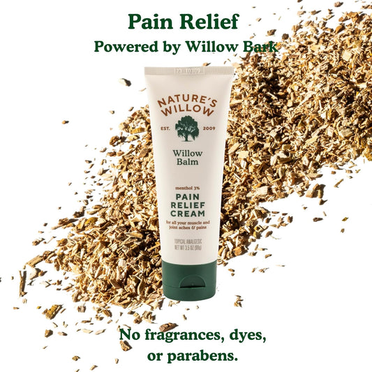 Nature'S Willow Willow Balm Natural Pain Relief Cream For Muscles & Joints | Fast-Acting With Willow Bark & Menthol | Free From Artificial Fragrances & Dyes | 3-Pack | 3.5 Fl Oz