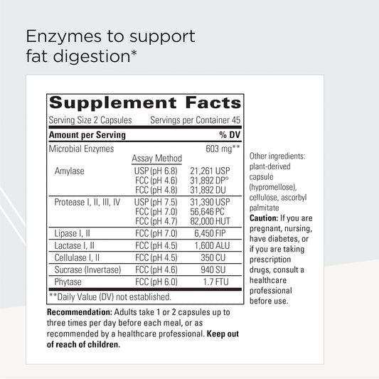 Integrative Therapeutics Similase Lipo - Supports Fat Digestion* - Gut Support Supplement With Digestive Enzymes - Includes Similase, Protease & Amylase - Vegan - 90 Capsules