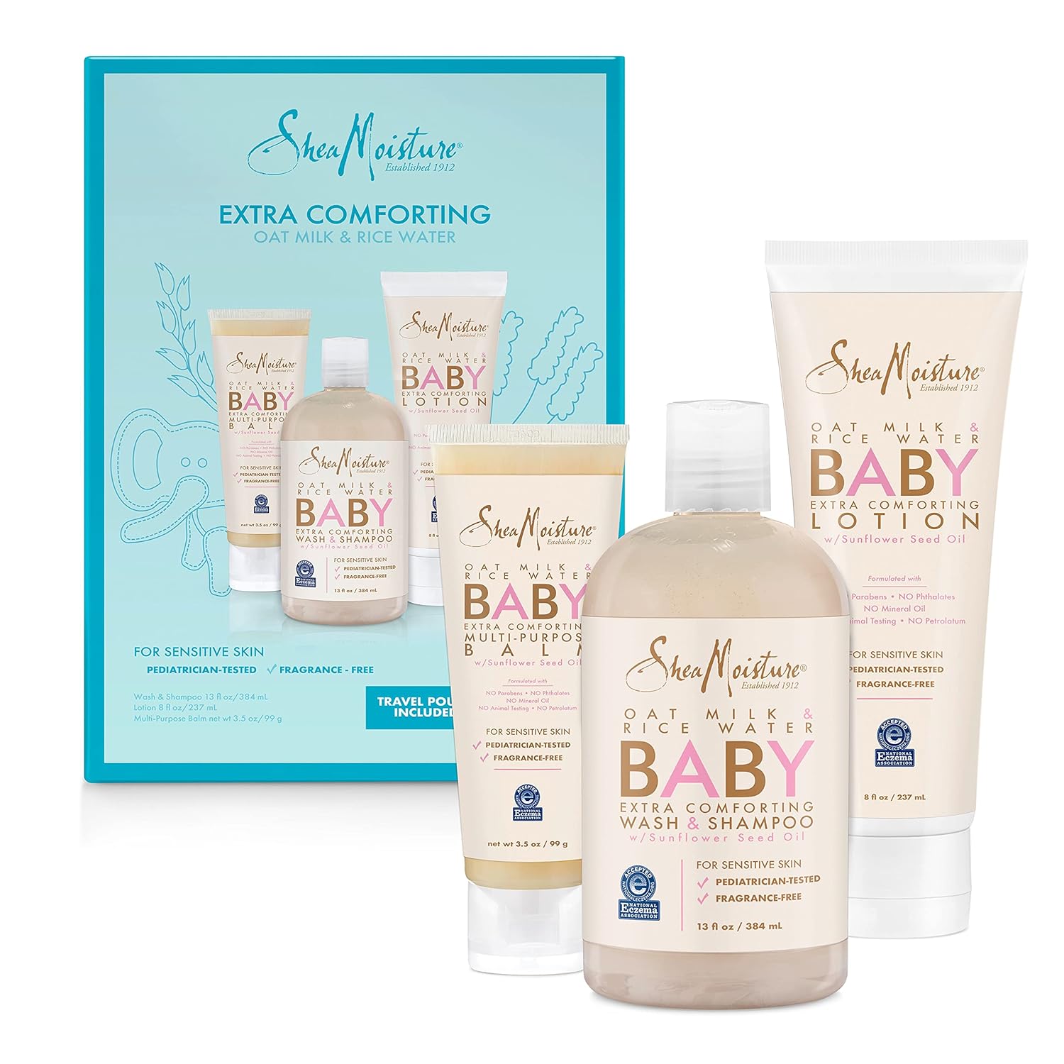 Sheamoisture Baby Gift Set Gift Sets Perfect For New Moms Oat Milk & Rice Water Hypoallergenic