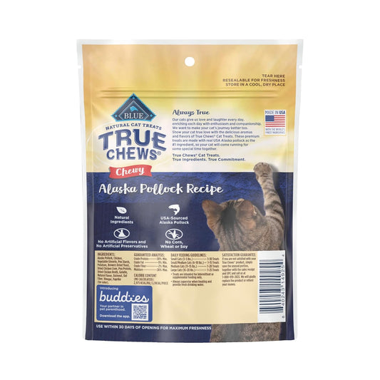 Blue Buffalo True Chews Natural Chewy Cat Treats, Alaska Pollock 3 Oz Bag