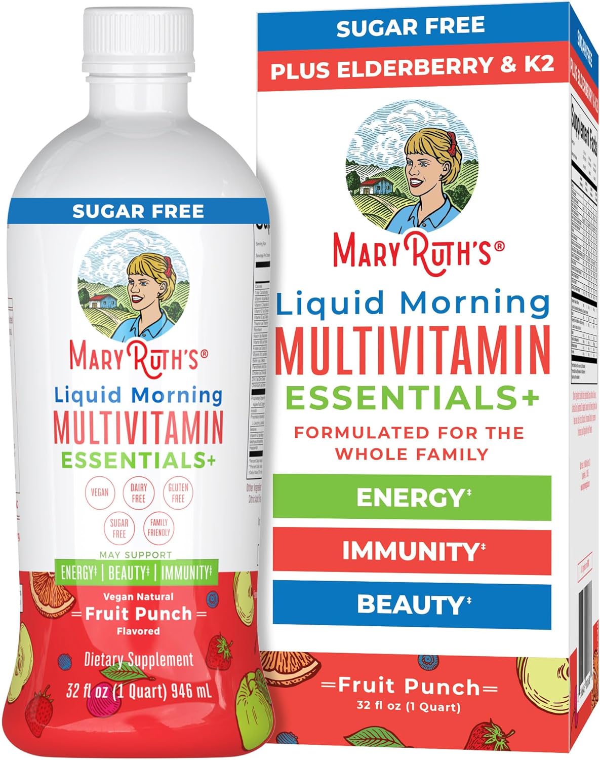 Maryruth Organics Multivitamin Multimineral For Women Men & Kids, No Added Sugar, Vegan Liquid Vitamins For Adults & Kids, Mens, Womens Multivitamin, Energy & Beauty Booster, 32Oz (Package May Vary)
