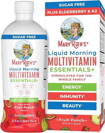 Maryruth Organics Multivitamin Multimineral For Women Men & Kids, No Added Sugar, Vegan Liquid Vitamins For Adults & Kids, Mens, Womens Multivitamin, Energy & Beauty Booster, 32Oz (Package May Vary)