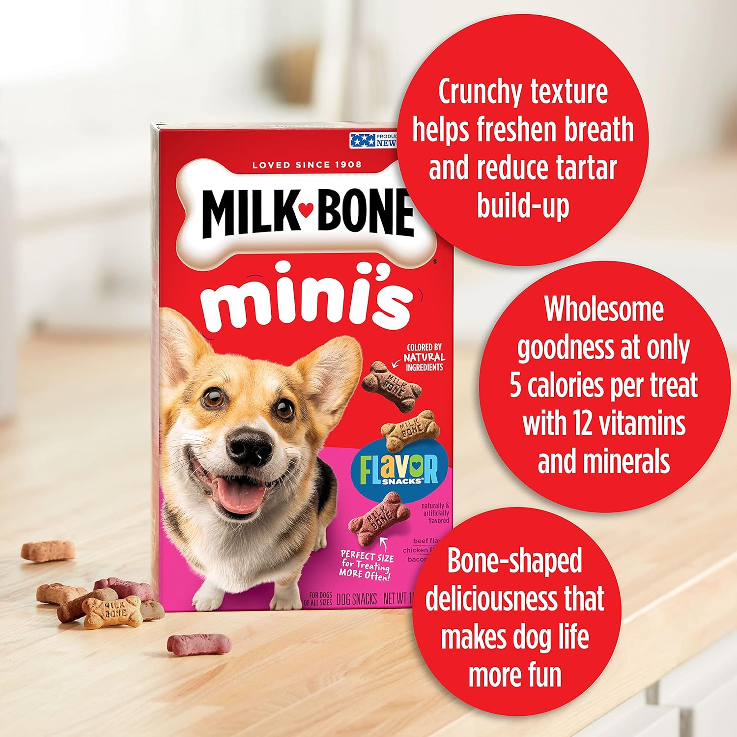 Milk-Bone Mini's Flavor Snacks Dog Treats, 36 Ounce Crunchy Texture Helps Reduce Tartar : Pet Supplies