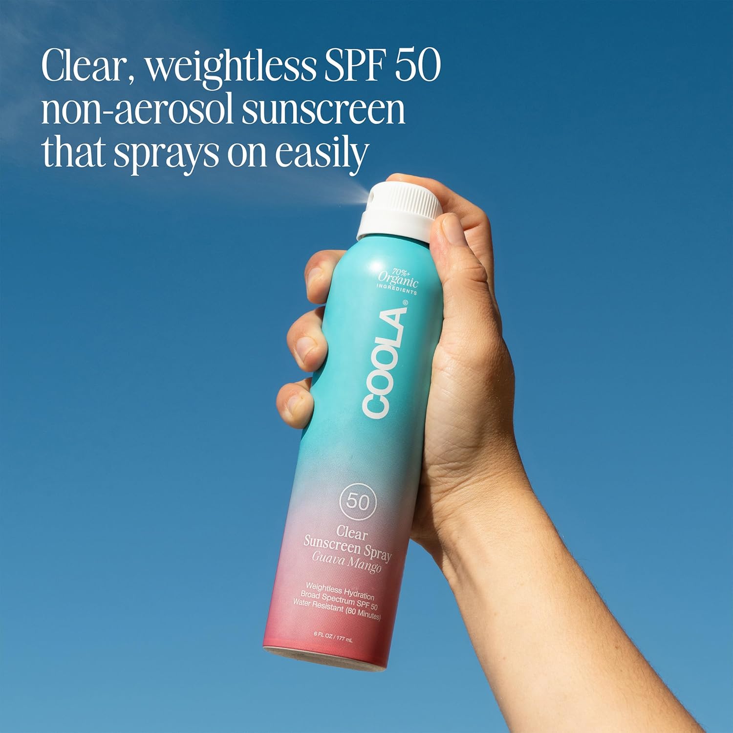 Coola Organic Sunscreen Spf 50 Sunblock Spray, Dermatologist Tested Skin Care For Daily Protection, Vegan And Gluten Free, Guava Mango, 6 Fl Oz : Beauty & Personal Care