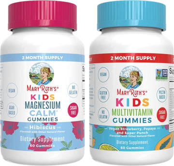 Maryruth'S Multivitamin (Strawberry) And Magnesium Calm Gummies (Hibiscus) For Kids | Clean Label Project Verified® | Vitamins For Overall Wellness And Sleep| Vegan, Non-Gmo, Gluten Free