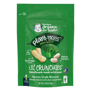 Gerber Toddler Food, Organic Lil Crunchies, Plant-Tastic, Cheezy Style Broccoli, Toddler Snacks, Baby Food, Baby Snacks, 1.59 Ounce