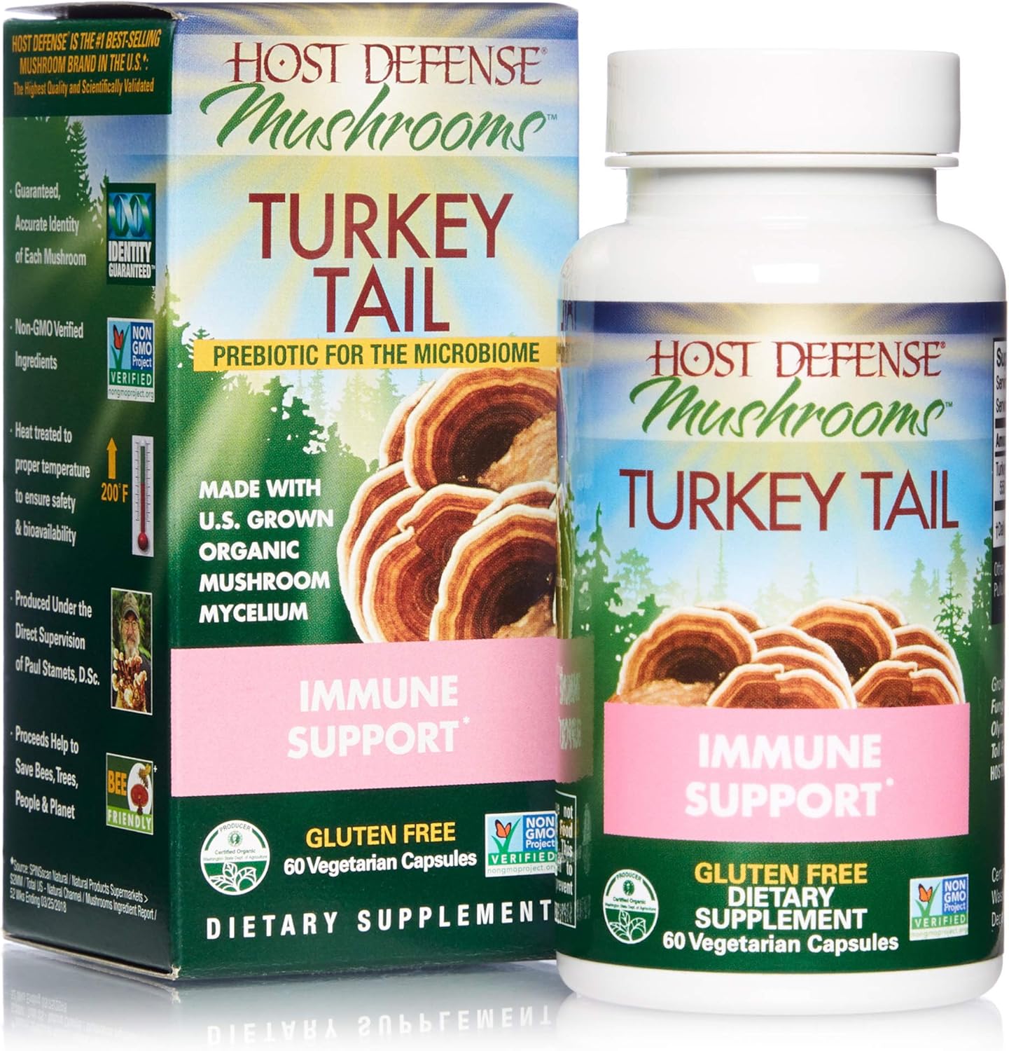 Host Defense, Turkey Tail Capsules, Natural Immune System and Digestive Support, Mushroom Supplement, Unavored, 60