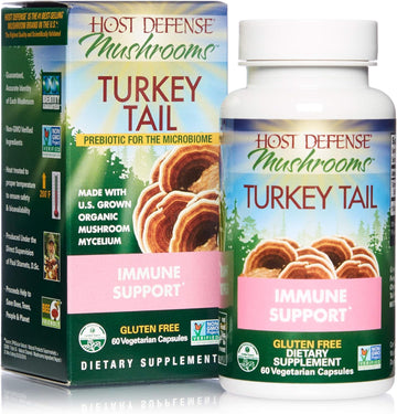 Host Defense, Turkey Tail Capsules, Natural Immune System and Digestive Support, Mushroom Supplement, Unavored, 60