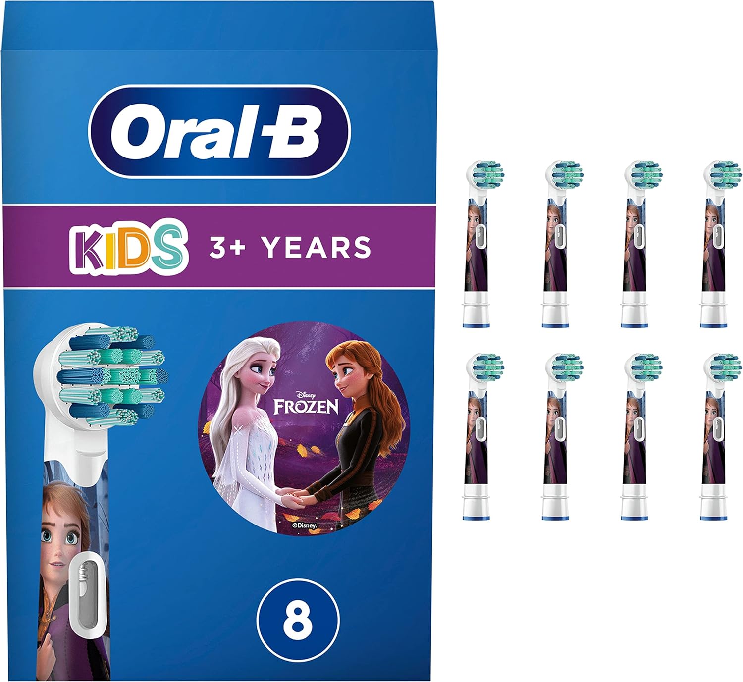 Oral-B Kids Electric Toothbrush Head, With Frozen 2 Characters, Extra Soft Round Bristles, For Ages 3+, Pack Of 4 Toothbrush Heads, White