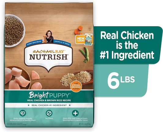 Rachael Ray Nutrish Bright Puppy Premium Natural Dry Dog Food With Added Vitamins, Minerals & Taurine, Real Chicken & Brown Rice Recipe, 6 Pound Bag (Packaging May Vary)