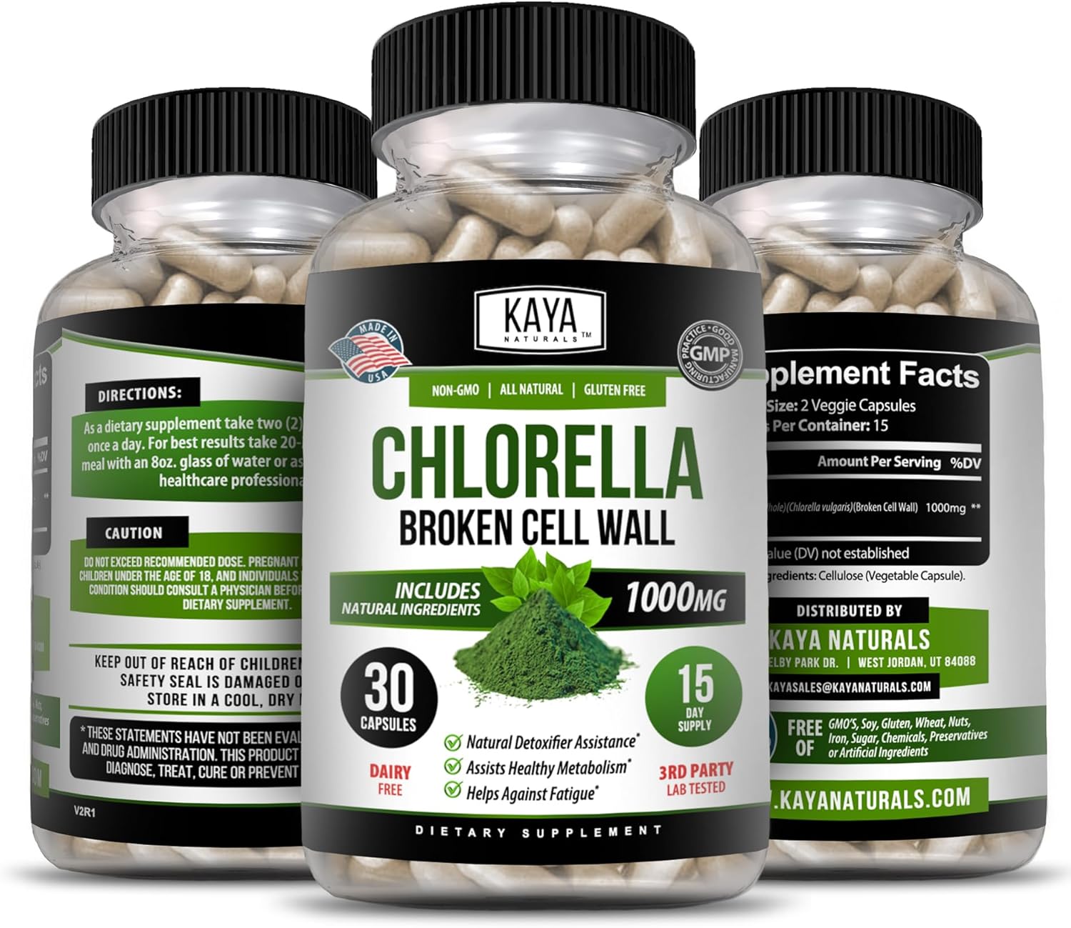 Kaya Naturals Organic Chlorella Broken Down Cell Wall - Liver Cleanse & Repair Formula - High Protein, Superfood Supplement - Non-GMO - 30 Veggie Capsules : Health & Household