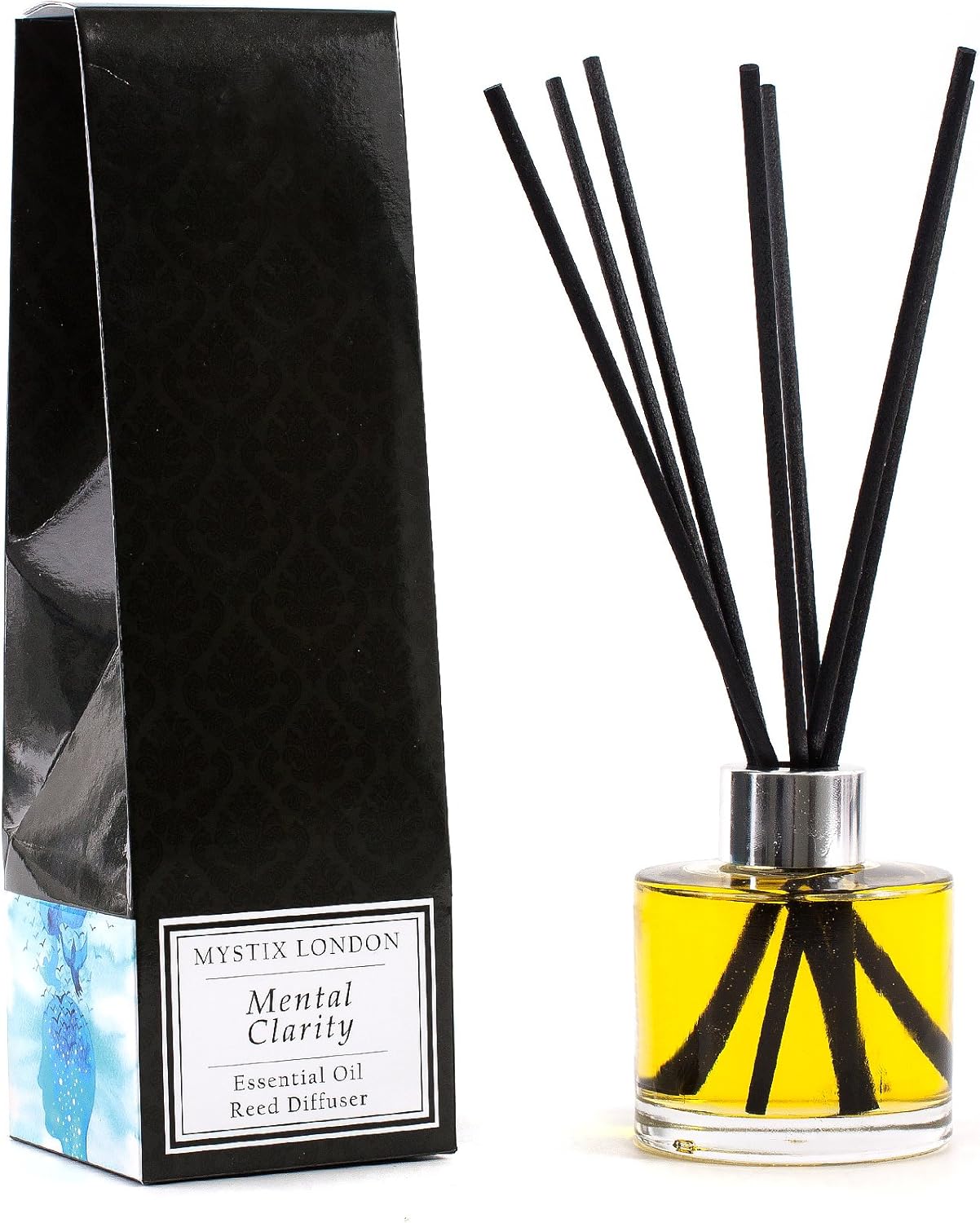 Mystix London | Mental Clarity Essential Oil Blend Reed Diffuser | 100Ml | Best Aroma For Home, Kitchen, Living Room And Bathroom | Perfect As A Gift | Refillable