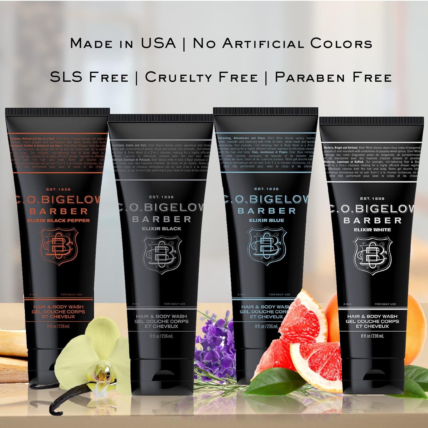 C.O. Bigelow Men'S Hair And Body Wash, Elixir White, No. 1607, 8 Fl Oz, Mens Body Wash & Shampoo, Citrus & Bergamot Moisturizing Mens Shampoo & Body Cleanser : Sports & Outdoors