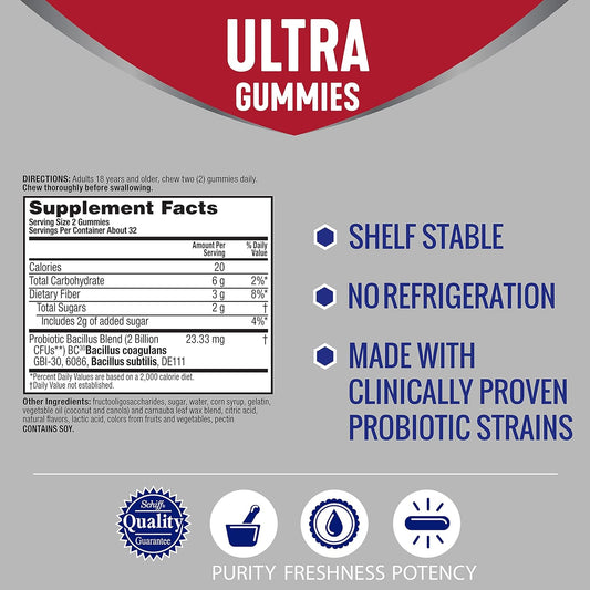 Daily Multi-Strain Probiotic Gummies For Digestive Health & Gut Health, Digestive Advantage Ultra Probiotics For Men And Women (65 Count Bottle) - Natural Fruit Flavor