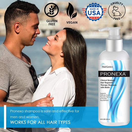 Hairgenics Pronexa Clinical Strength Hair Growth & Regrowth Therapy Hair Loss Shampoo With Biotin, Collagen, And Dht Blockers For Thinning Hair, 8 Fl. Oz