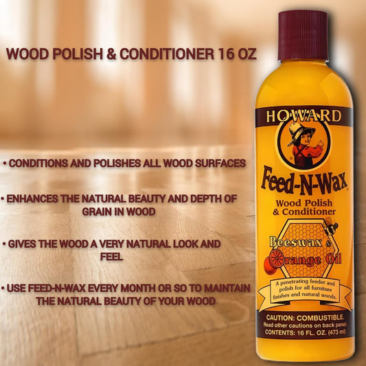 Wood Cleaning Kit-2 Microfiber Cloths -Bundled With Feed-N-Wax Wood Polish and Conditioner 16 oz Bottles (1 Pack)