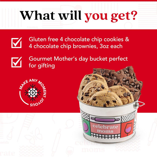 David’S Cookies Mother'S Day Gluten-Free Cookies And Brownies – Celebrate Your Mom'S Special Day - Comes With A Lovely Tin Bucket – Ideal Gift For Moms This Mother’S Day (1.3 Lbs)