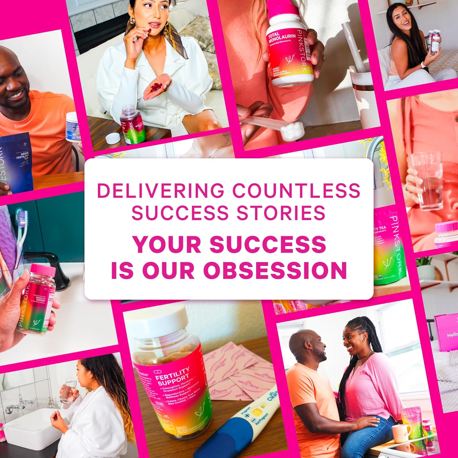 Pink Stork Fertility Bundle - Conception Tea and Supplements for Women, Prenatal Vitamins with Ashwagandha, Inositol, Vitex and Folate to Help Support Hormone Balance for Women, 2 Pack : Health & Household