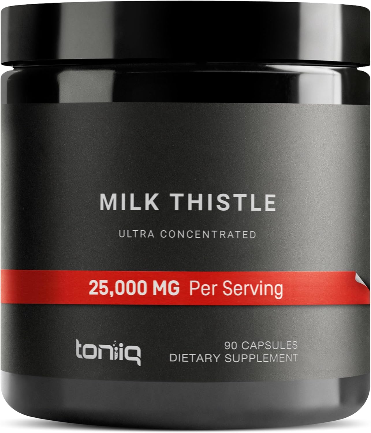 Toniiq 25,000Mg 50X Concentrated Milk Thistle Extract - Milk Thistle 500Mg Per Serving - 80% Silymarin - Bioavailable Silymarin Milk Thistle Supplement Capsules - 90 Vegetarian Caps