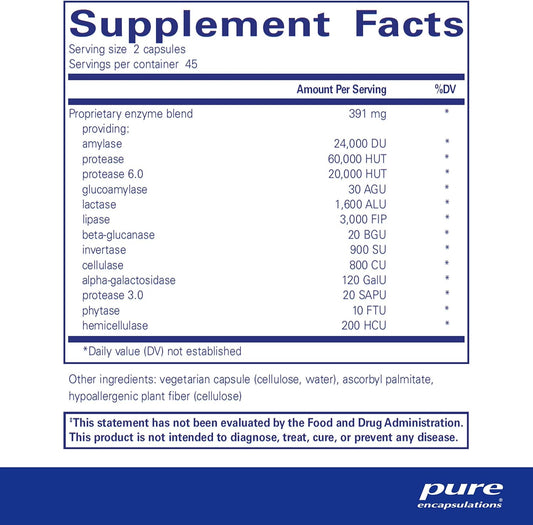 Pure Encapsulations Digestive Enzymes Ultra - Vegetarian Digestive Enzyme Supplement To Support Protein, Carb, Fiber, And Dairy Digestion* - 90 Capsules