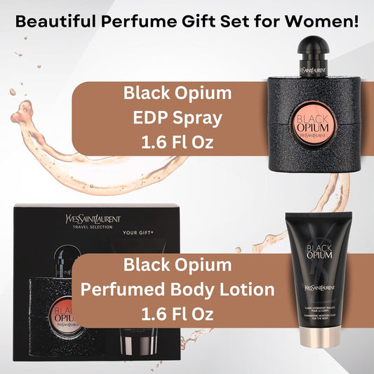 Yves Saint Laurent Black Opium Eau De Parfum Spray 50Ml & Shimmering Moisturising Fluid 50Ml