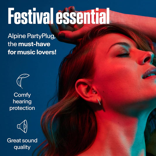 Alpine Partyplug Ear Plugs For Concerts - New & Improved - 19Db Noise Reduction - Festival Essential Hearing Protection - Reusable Earplugs For Music, Concerts & Raves - 3 Tip Sizes - Transparent