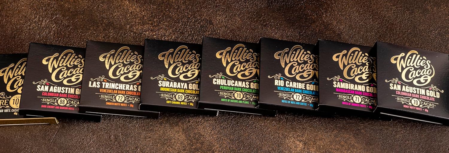 Willie's Cacao - 69% Surabaya dark chocolate bar - 50g x 12 - Caramel notes - Single estate Indonesian cacao - Vegan chocolate - Artisan chocolate - Bean to bar : Amazon.co.uk: Grocery